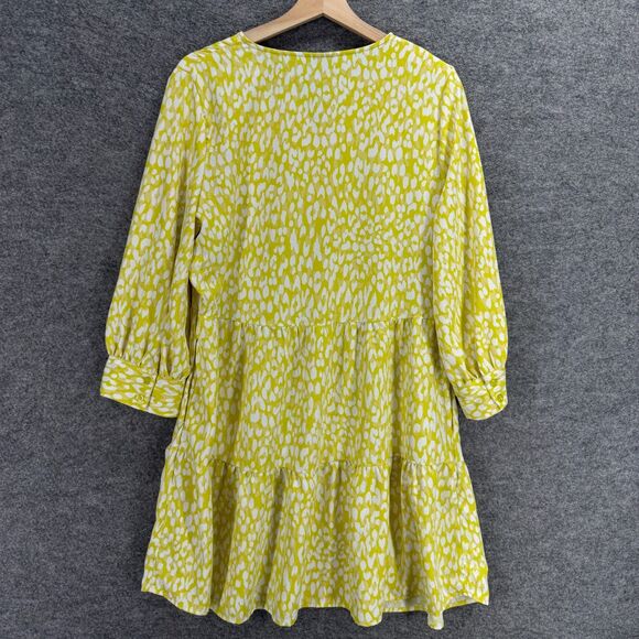 Who What Wear Mini Dress Women M Medium Yellow Floral Short Button Long Sleeve - Picture 2 of 7